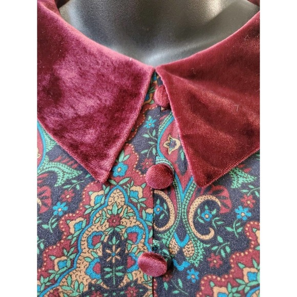 Vintage Kathie Lee Collection Multicolor Rayon Long Sleeve Knee Length Dress L - Picture 5 of 11